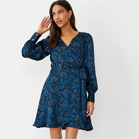 Ann Taylor Floral Silk Wrap Dress Studio Collection - Picture 1 of 8